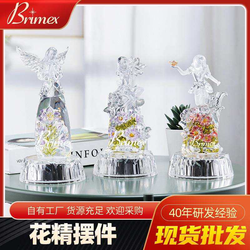 简约高端类水晶工艺品雕花天使斗牛摆件家居客厅书房办公室装饰品