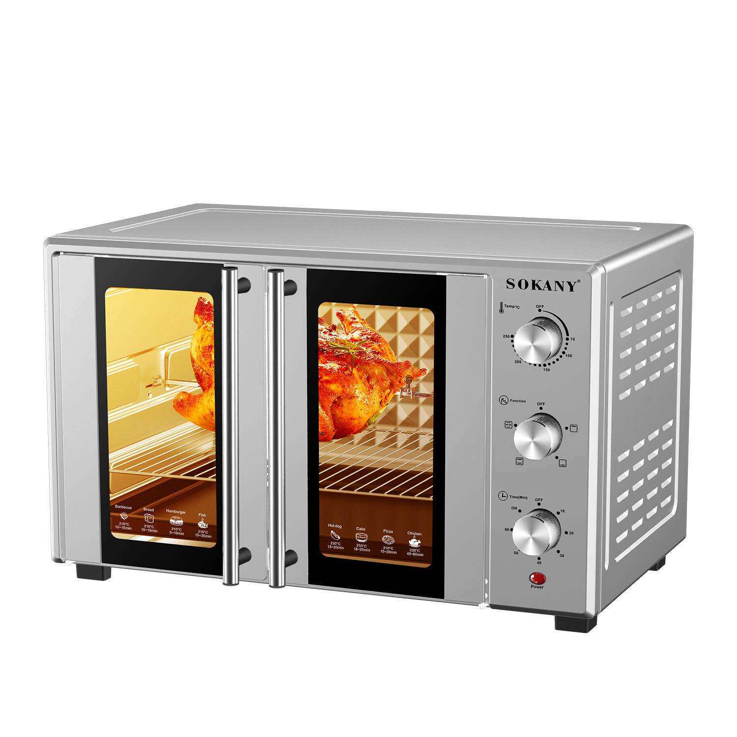 外贸烤箱厨房家用50L容量烤箱烘焙双开门OVEN 10027sokany