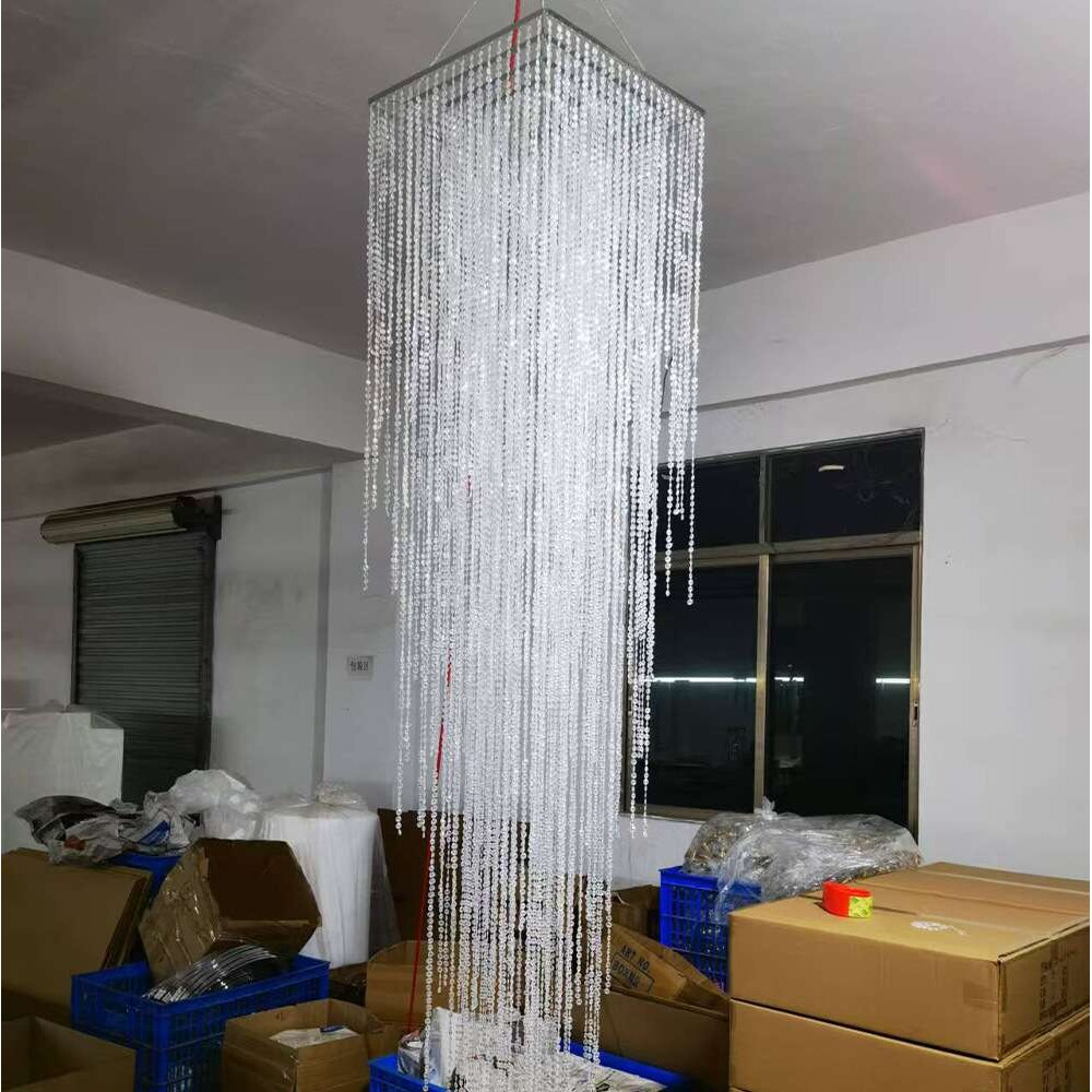 婚庆道具亚克力水晶珠帘正方形枝形吊灯橱窗舞台婚礼场地布置装饰