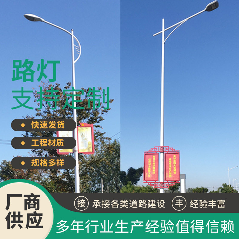 6米8米10米单双臂LED路灯批发市电道路照明灯单双头50W120W中杆灯