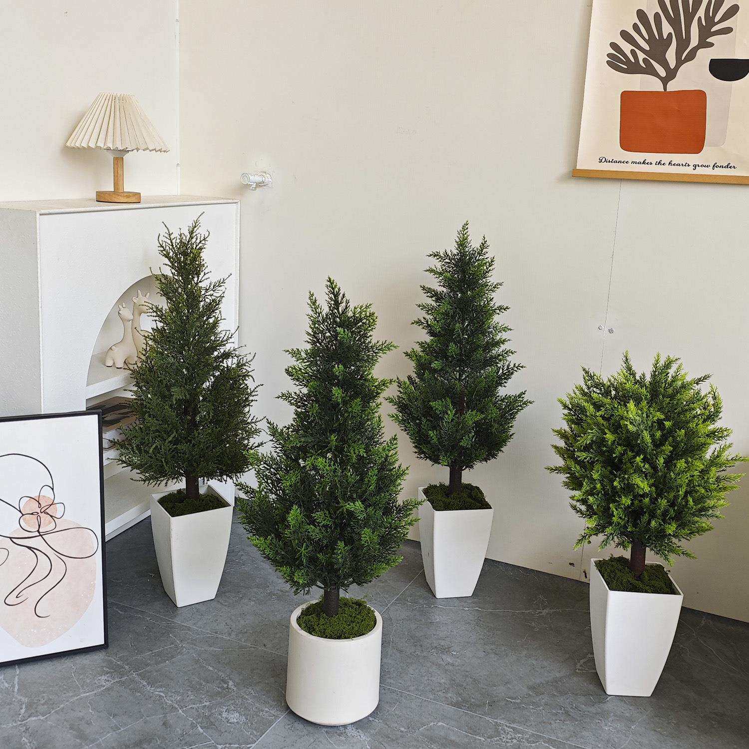 绿植盆栽仿真柏树松树假树室内外装饰真植物圣诞树北欧花园插花