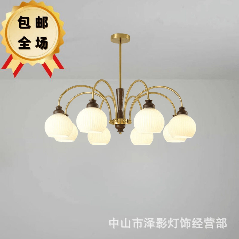 客厅吊灯美式复古创意玻璃公寓民宿房间餐厅蜡烛法式中古风卧室
