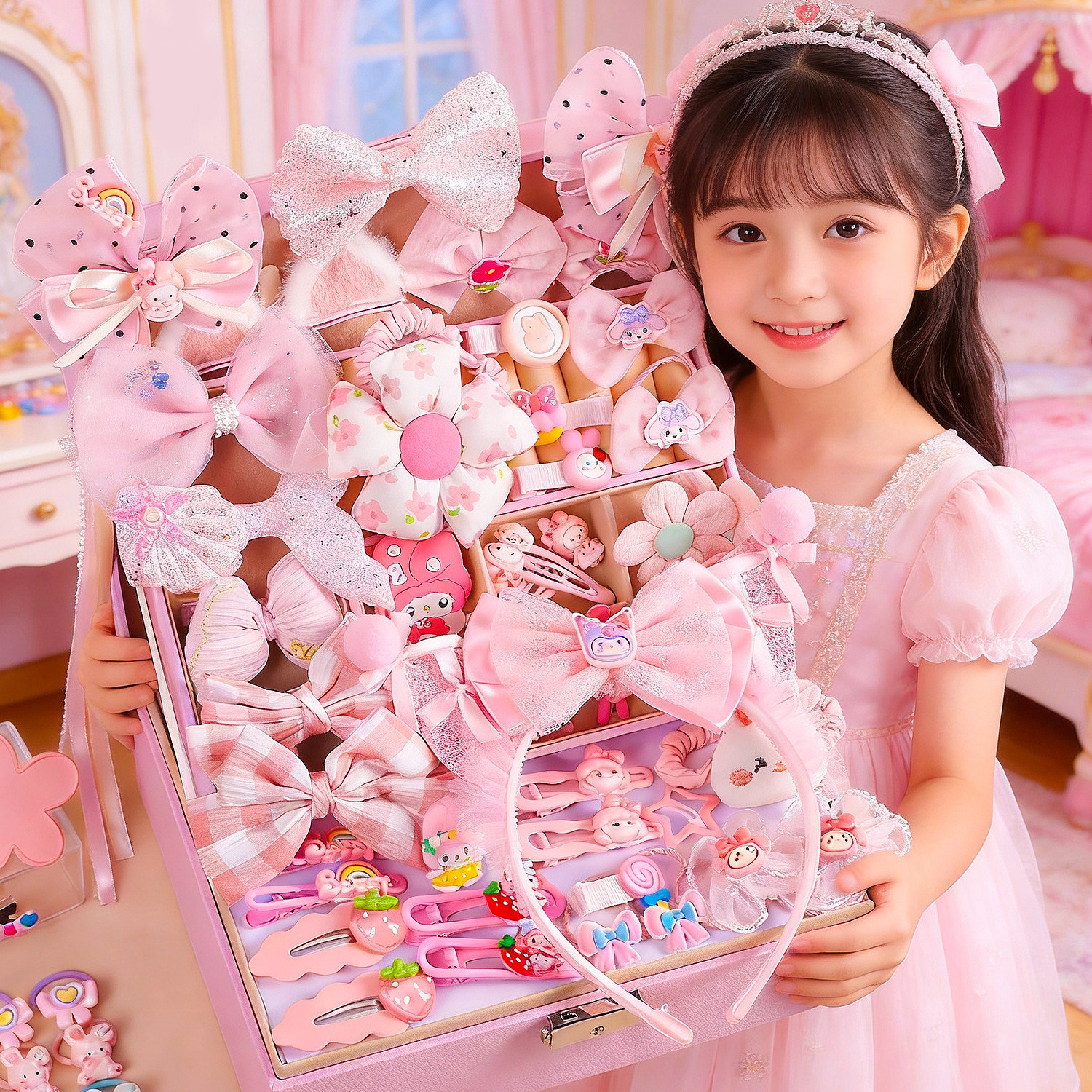 美乐蒂儿童发饰礼盒小女孩子生日礼物女童首饰发卡发夹套装女生