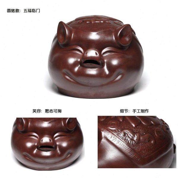 大号紫砂猪储钱罐招财开业送礼手工储蓄罐礼品存钱只进不出金猪