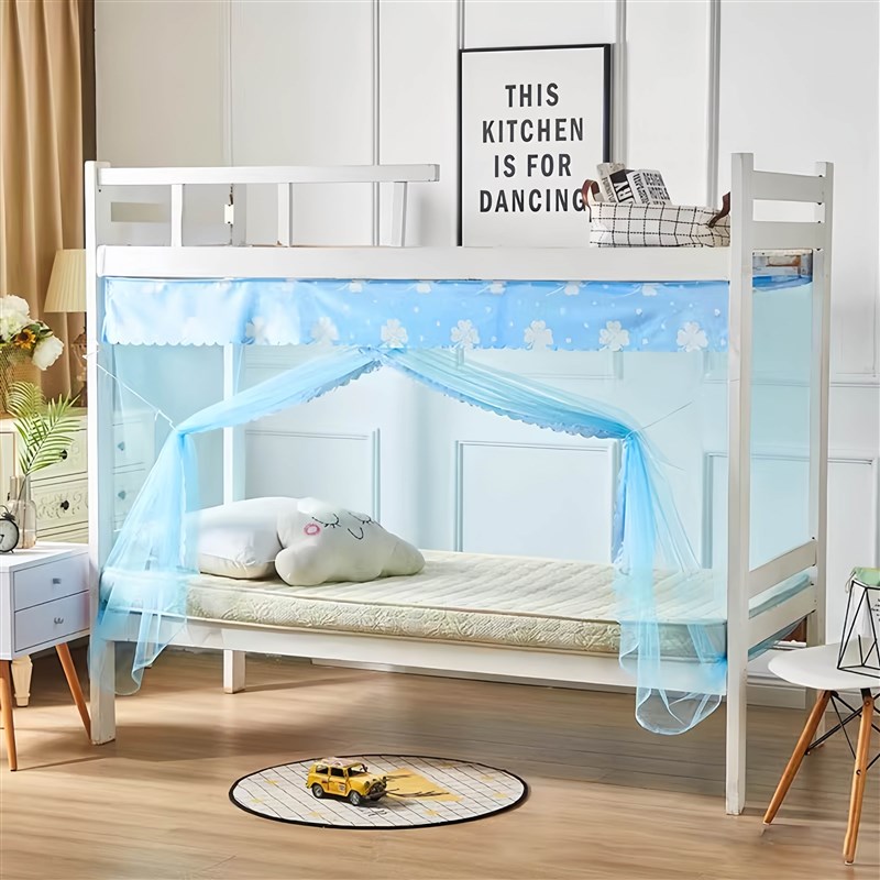 大学生宿舍上下铺防尘顶蚊帐单人床0.E9x1.9m铁架床拉链文帐加密