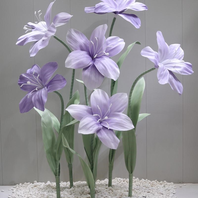 巨型真百合d紫色EVA定制纸花防水店铺橱窗布置装饰道具美陈手工