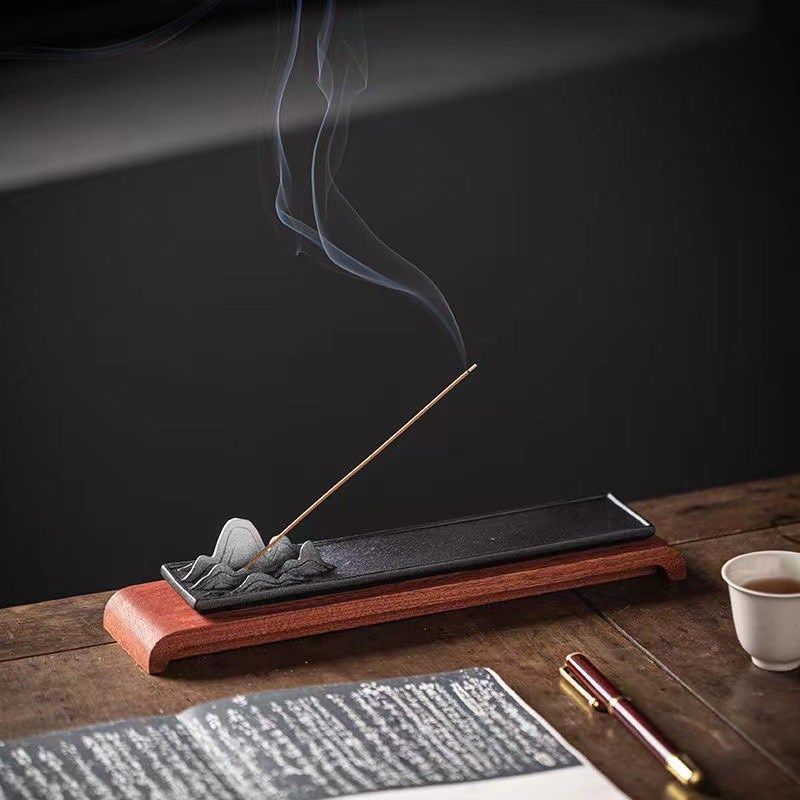 千里江山炉线香香插香炉家用室内卧香陶瓷木底座香座香薰摆件礼品,家居饰品,香托/香盘/香座/香插,淘宝优惠券,粉丝福利购,淘宝优惠卷