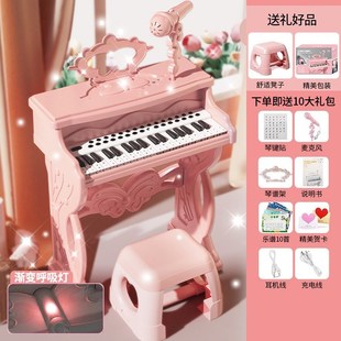 儿童音乐钢琴玩具多功能电子琴带话筒初学者练学弹琴送礼女孩