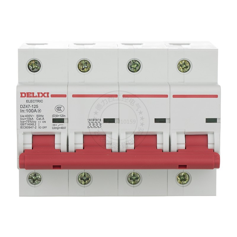 德力西空气开关DZ47 4P 100A  三相四线80A  断路器空开3P+N 125A