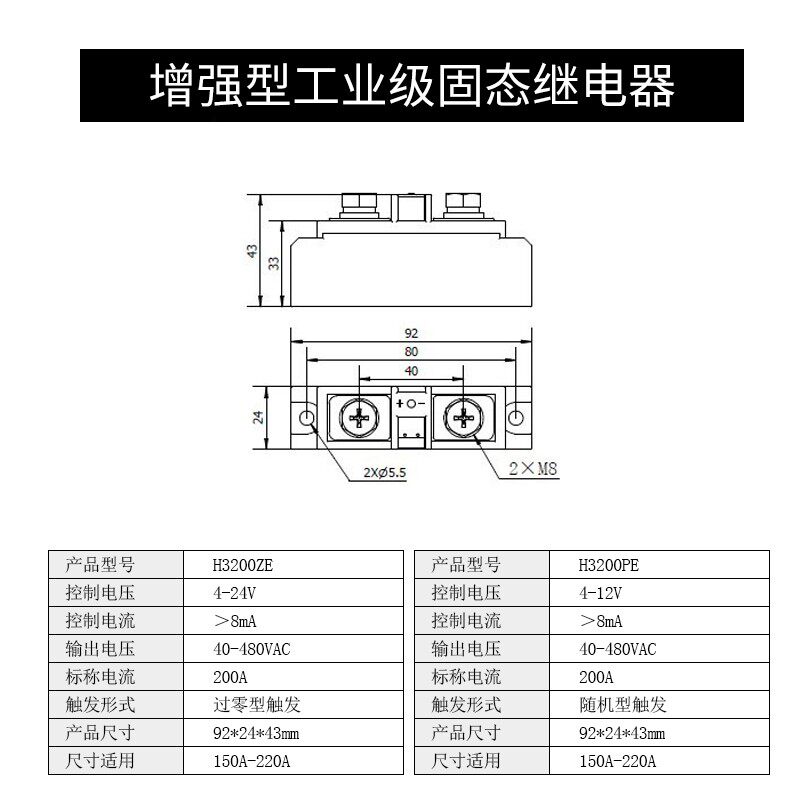 希曼顿H3150ZE H3200ZE H3220ZE固态继电器150A200A过零型随机型P