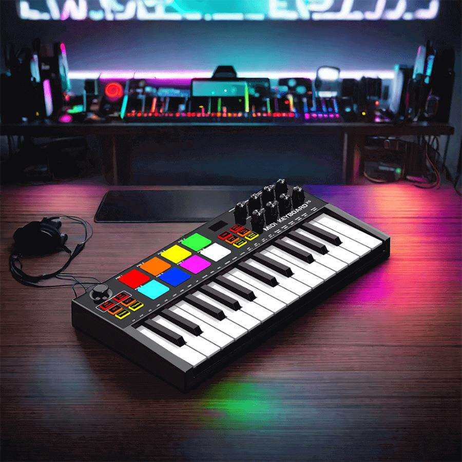 科汇兴MD03智能便携编曲打击垫25键MIDI键盘专业电音迷迪控制器