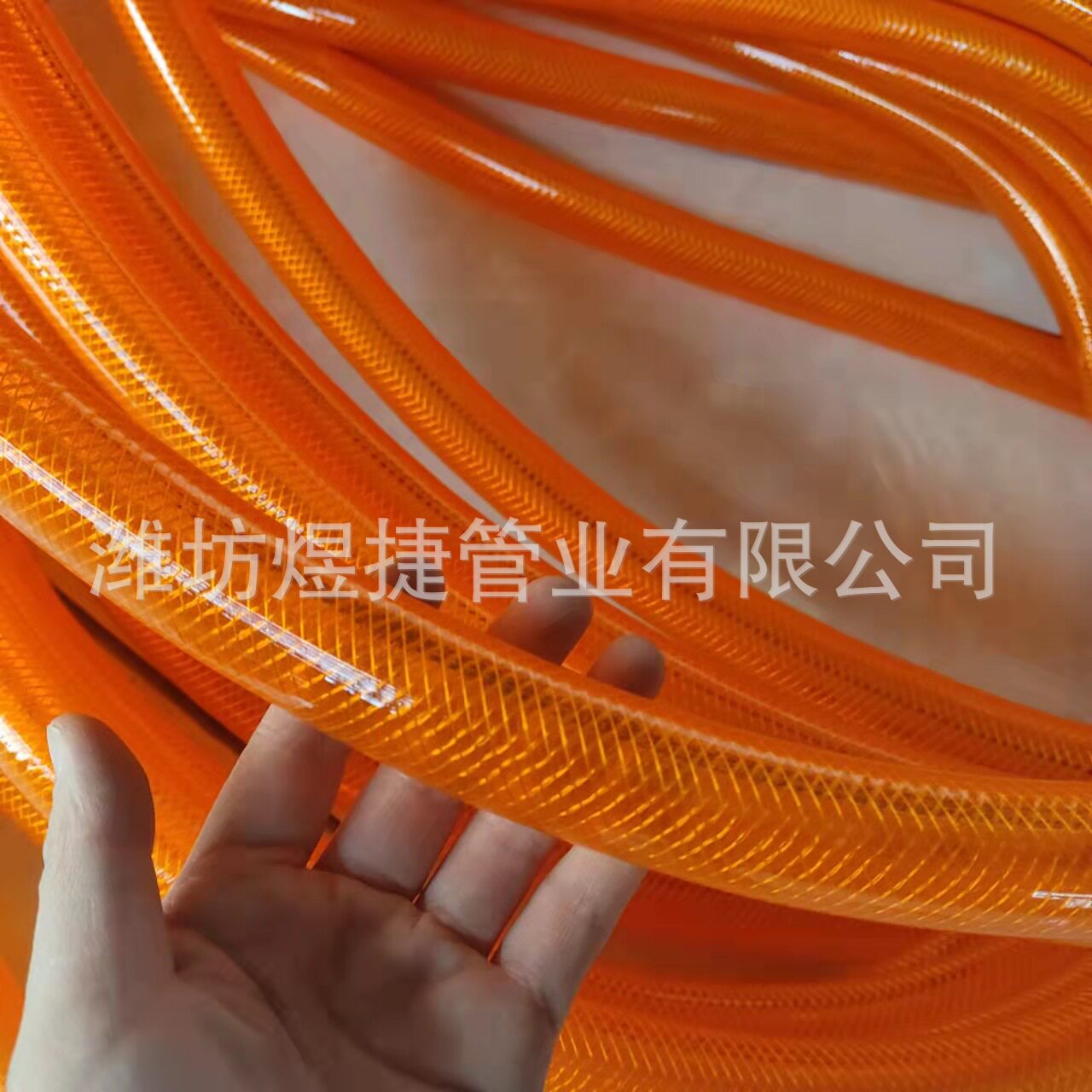 PVC橘色透明纤维增强软管内径25mm防晒抗老化耐冻网纹蛇皮管