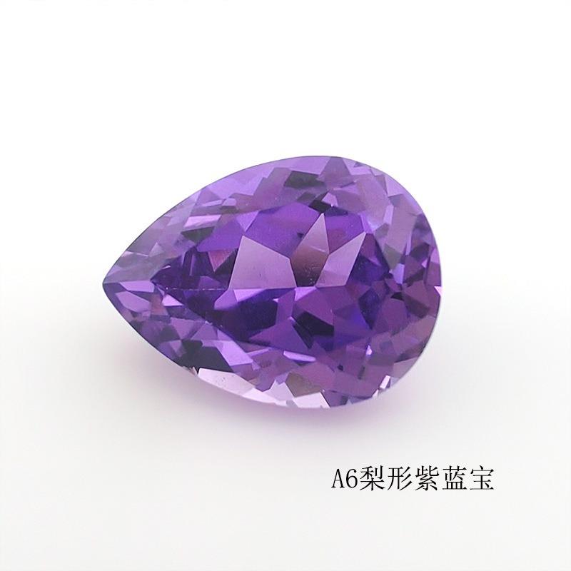 高品质紫蓝宝实验室提拉法再生培育紫色蓝宝石梨形水滴形直供