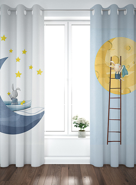 粉色简欧轻奢榻榻米儿童房窗帘男孩2D020年新款客厅高端流行网红