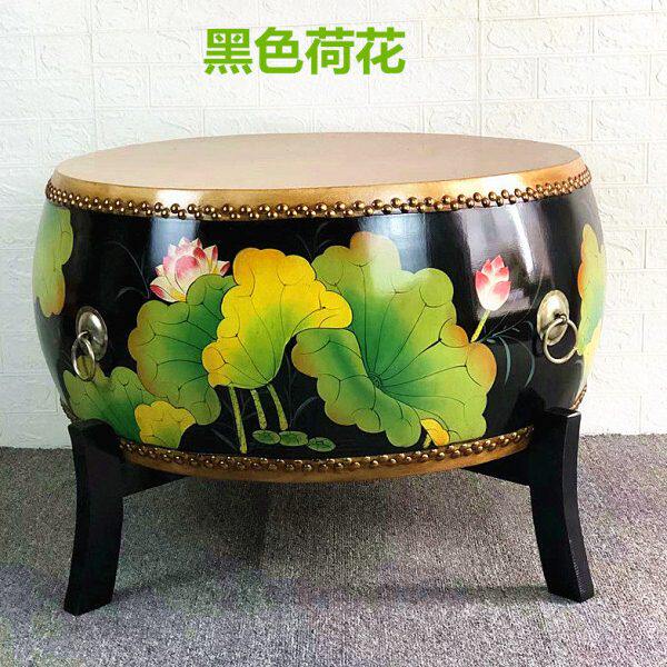 现代新古典彩绘家具鼓茶几客厅餐桌圆凳子实木茶台整装牛皮可定制