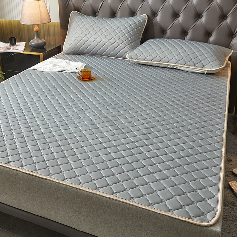 纯色乳胶凉席床垫冰丝席三u件套夏季可水机洗可折叠家用空调软席