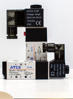 阀220V21控制阀4阀V位电-换8气缸气动电磁阀二电磁气00向通24V五