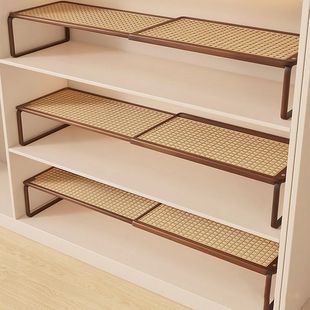 鞋柜台面分层整理置物架多功能鞋子收纳架柜内大容量可伸缩放鞋架