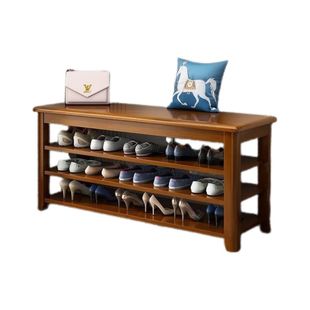 全实木换鞋凳中式风格三层鞋柜入口玄关柜多层收纳坐凳鞋架门口