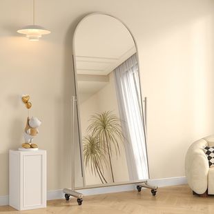 服装店全身镜可移动健身房带轮舞蹈镜可调节落地试衣镜