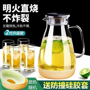 冰箱冷水壶玻璃水壶耐高温凉水壶夏季家用大容量凉水杯套装防炸裂