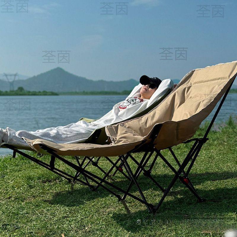 户外躺椅折叠办公午休月亮椅三档调节靠背懒人沙发椅露营装备