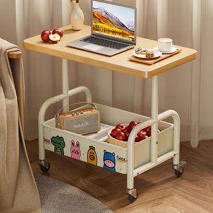 边几小桌子可移动双层茶几小推车客厅沙发收纳带轮茶桌卧室置物架