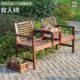 双人公园椅碳化木户外防腐木阳台单长条实木椅凳餐椅靠背椅子长椅