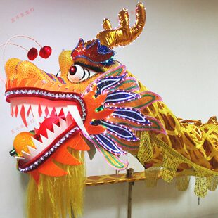 手工灯道具演春舞龙龙龙舞北龙节表道具民间灯光南龙头艺龙品