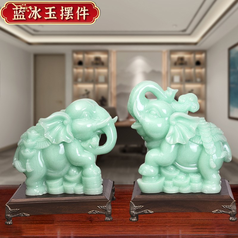 树脂大象一对摆件办公室玄关v装饰摆设家居酒柜工艺品开业乔迁礼