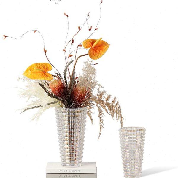 现代轻奢法式透明璀璨玻璃花瓶酒店客厅餐厅桌面装饰插花花器摆件