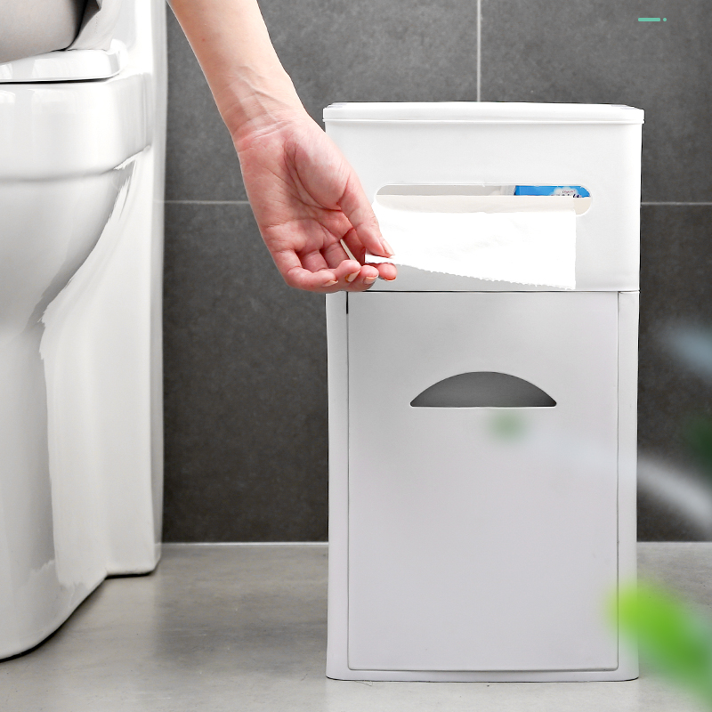 卫生间垃圾桶纸巾盒二合一厕所抽拉式垃圾桶卫生纸一X体置物收纳