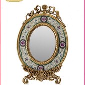 饰桌面化妆镜铜艺术 装 陶瓷安彩卧室梳妆台茱莉欧式 镜配别墅绘法式