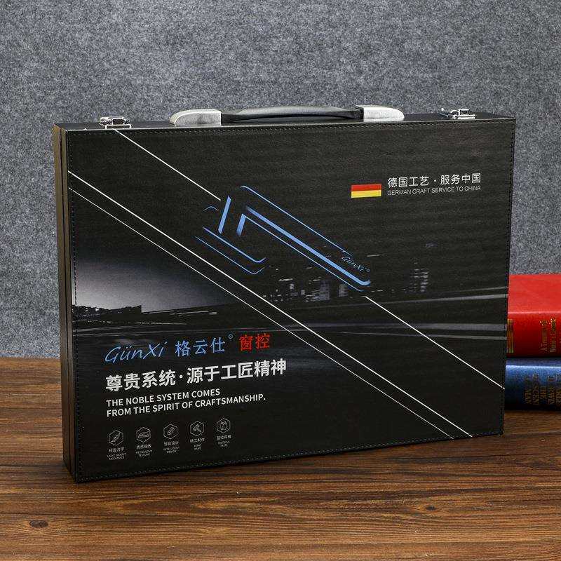 高档手提PU皮质石英石岩板展示盒玻璃铝材样品盒全屋制作色卡箱