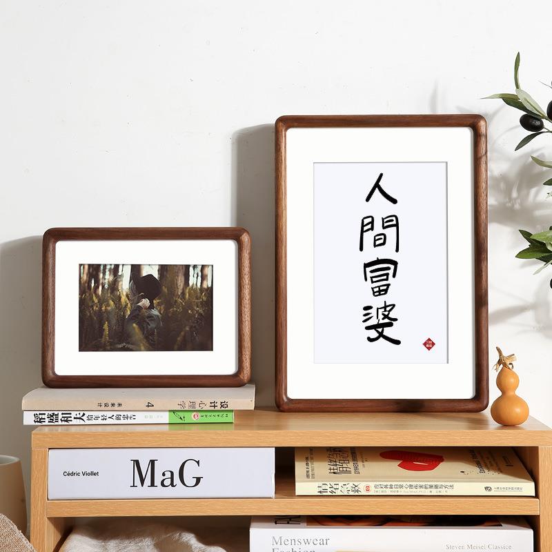 复古相框摆台8六6寸10实木榫卯相册书法框架七寸7洗照片桌面摆件