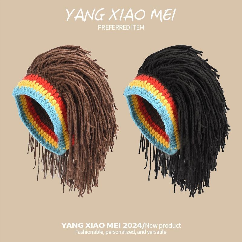 欧美保暖毛线帽假发帽个性嘻哈男女潮帽雷鬼搞怪毛线帽跨搞怪帽子