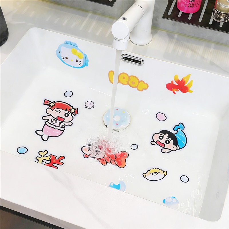 浴室小新防水无痕不留胶贴纸