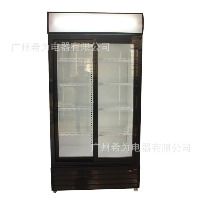 双移门饮料展示冰柜商用冰箱啤酒柜左右趟门冰柜立式冷藏柜推拉门