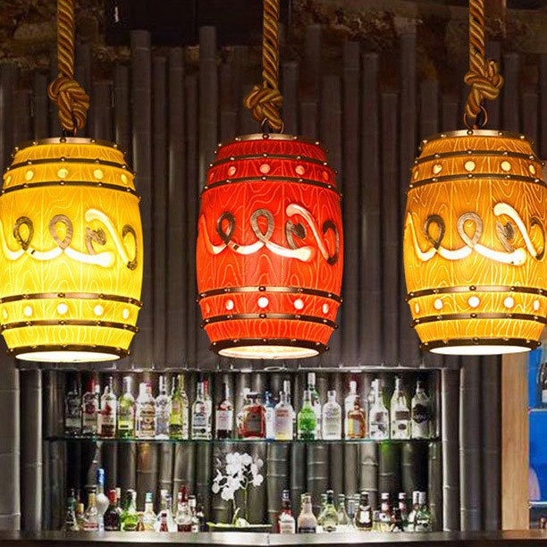 复古酒馆仿古酒坛啤酒桶吊灯