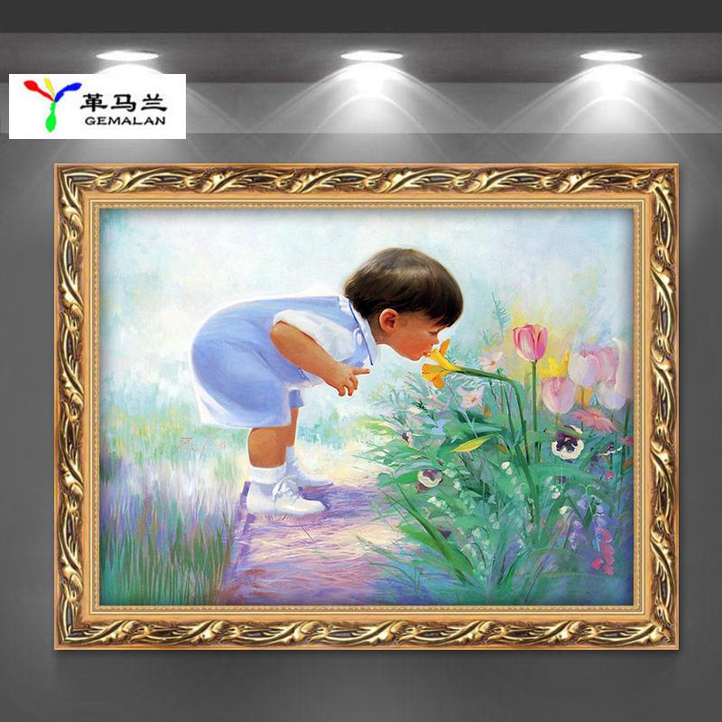 小女孩美式乡村儿童房装饰画卧室床头挂画欧式油画组合照片墙壁画