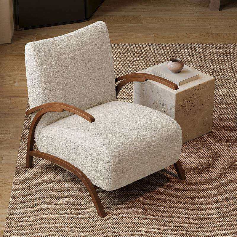 中古风复刻设计师创意法式复古奶油风泰迪绒休闲椅客厅单人沙发椅