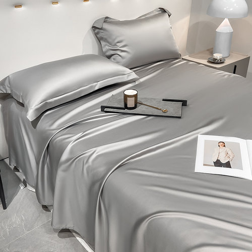 120支兰精天丝床单单件纯色被单枕套三件套N夏季裸睡学生宿舍单人