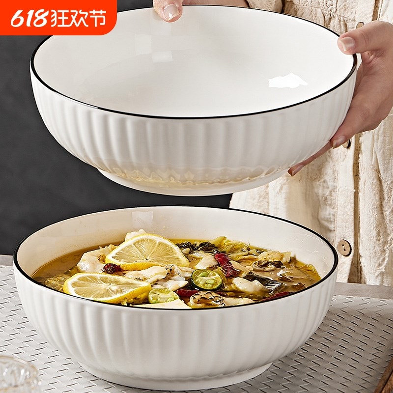 陶瓷汤碗a大号汤古大碗9寸家用可爱吃泡面碗大号个性微波炉专用碗