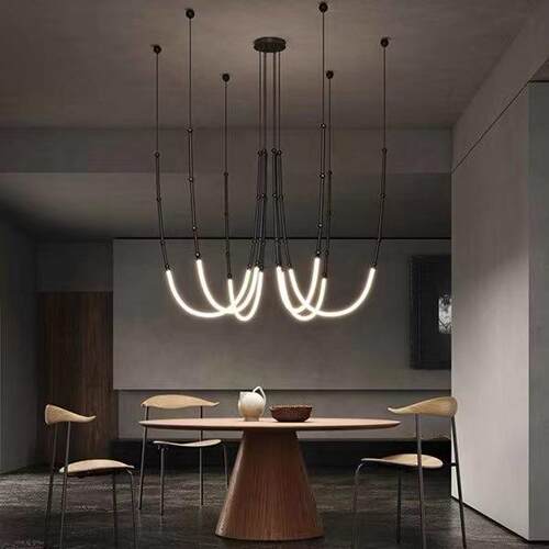 设计师别墅复式楼梯吊灯展厅软装意大利创意个性线条吊灯