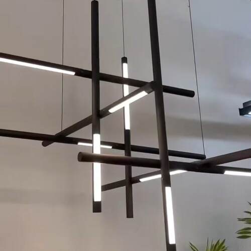 酒店别墅工程线条灯客厅楼梯极简长条挑空吊灯餐厅设计师LED吊灯