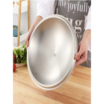 不锈钢锅盖家用炒菜锅盖子32cm34cm加厚马勺盖通用防摔防爆全钢盖