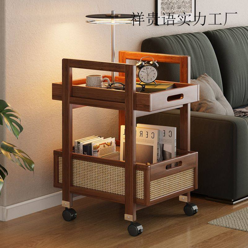 小推车置物架客厅卧室移动茶几沙发边柜编藤家用多功能边几收纳架,住宅家具,移动边几/推车,淘宝优惠券,粉丝福利购,淘宝优惠卷