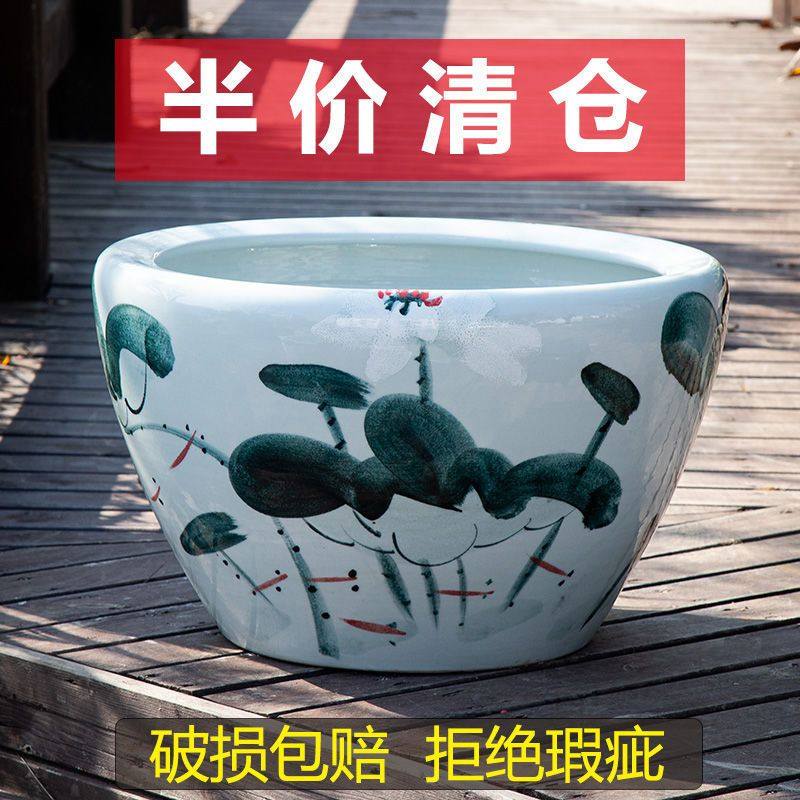 青花陶瓷缸景德镇手工养金鱼缸庭院水缸荷花盆碗莲缸家用睡莲大缸,宠物/宠物食品及用品,桌面缸,淘宝优惠券,粉丝福利购,淘宝优惠卷