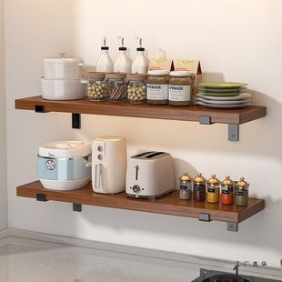 实木板墙上置物架墙壁上墙神器一字板桌面层板转角板壁挂式厨房架