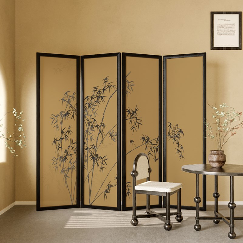 新中式实木屏风隔断客厅折叠移动茶室会议室卧室家U用遮挡禅意竹